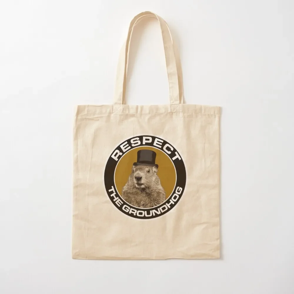 

Punxsutawney Phil Groundhog Day... Respect the Groundhog Round Tote Bag great bag shopping bag logo