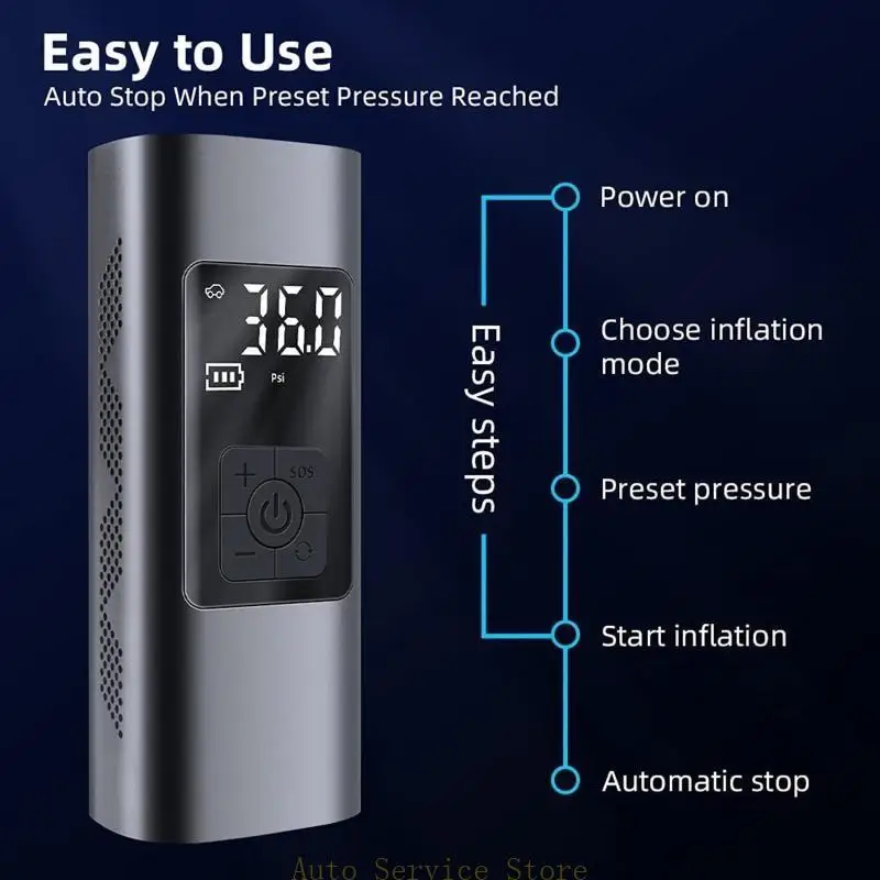 Tire Inflator Air Compressor Car Multi-purpose Electric Tyre Pump Auto Power Adapter with Digital Display Pressure Gauge