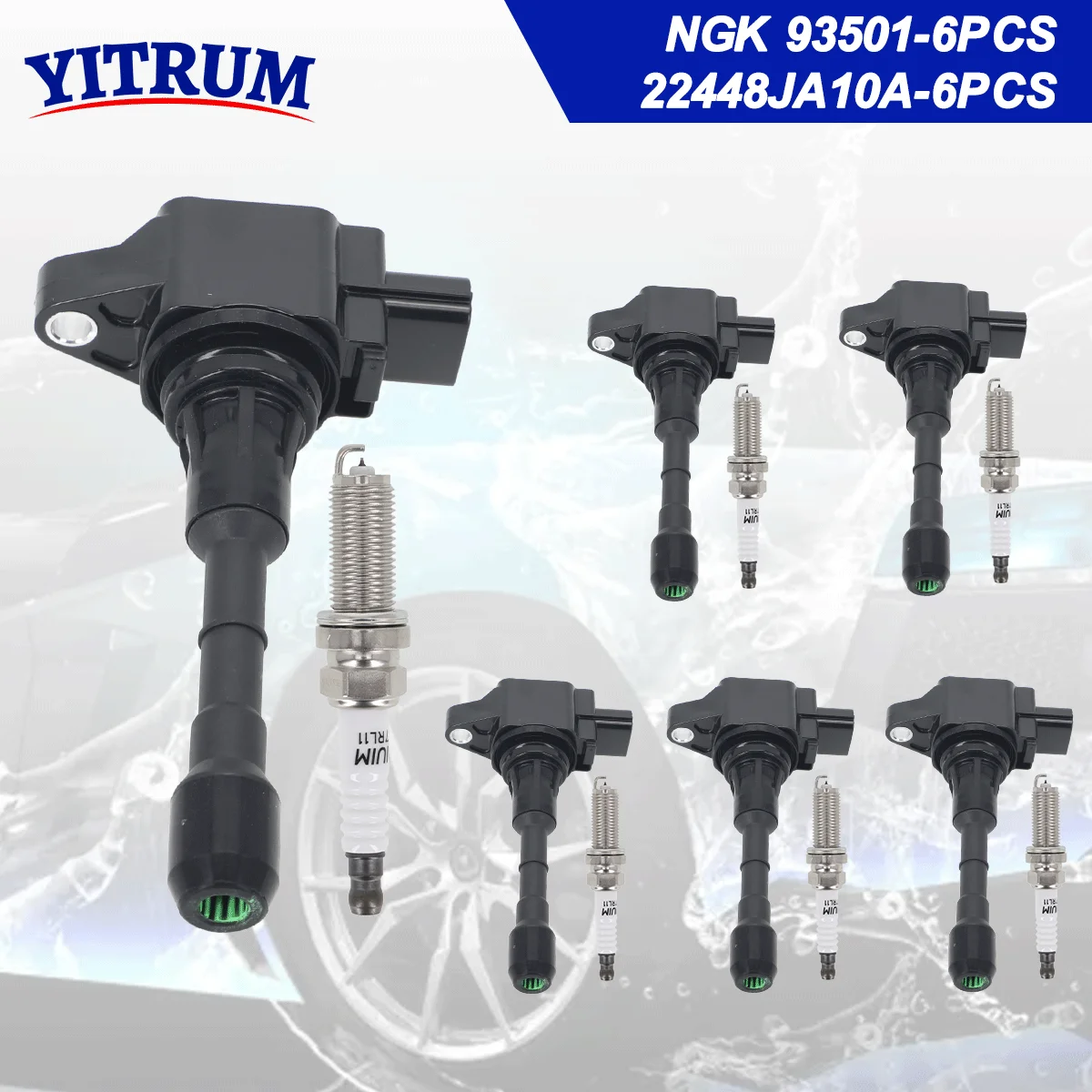 

6PCS lgnition Coils and 6PCS Iridium Spark Plugs For Nissan Murano Altima Maxima 350Z Quest Infiniti Q50 70 QX60 FX35 22448JA10A