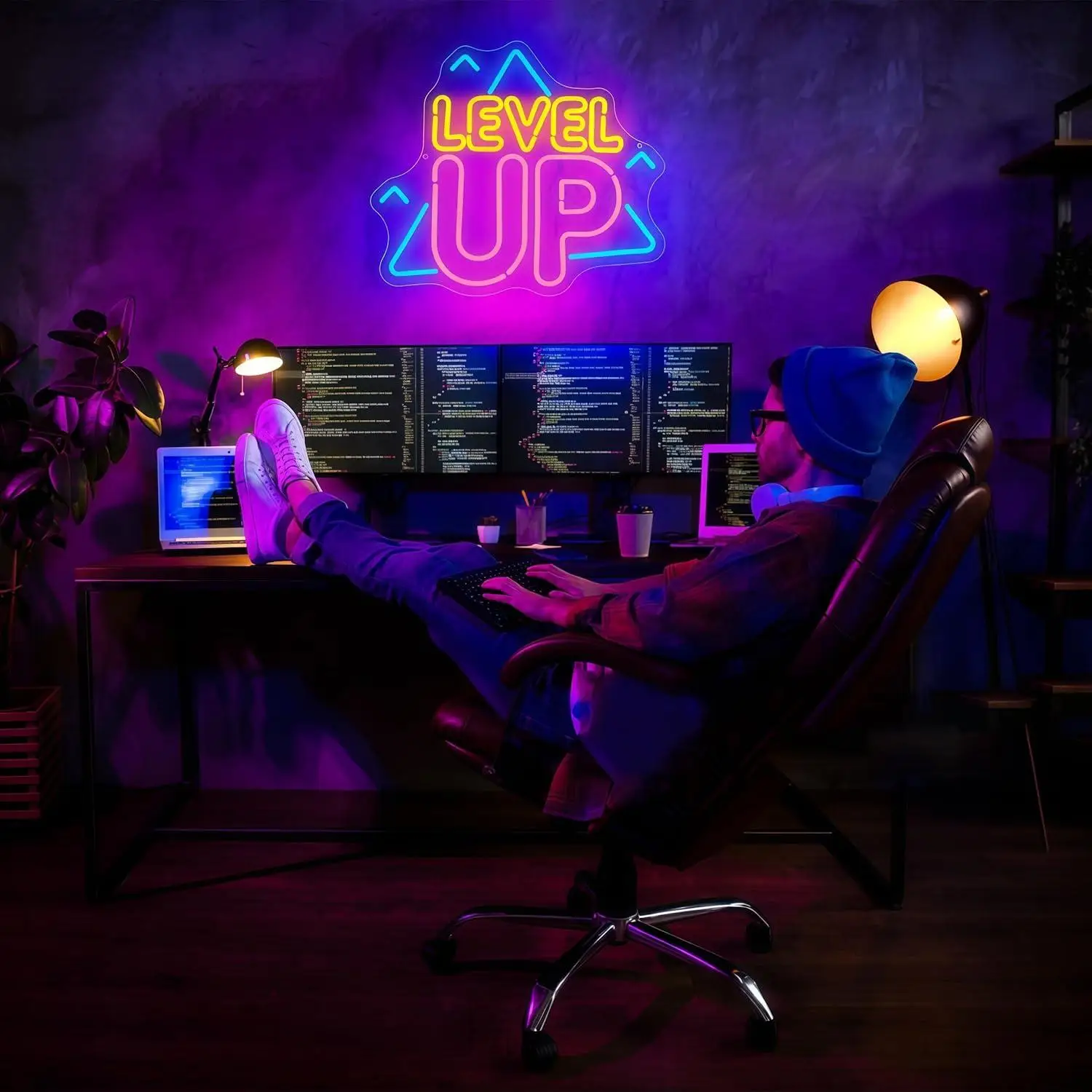 Level Up Neon Sign USB Dimmab LED Lights for Bar Tiki Teenage Boy Man Cave Garage Decoration Gaming Room Accessories Wall Decor