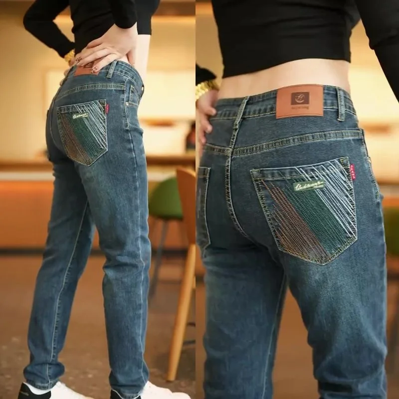 

Trendy Comfortable Men's Slim Straight Jeans Fashionable Casual Cotton Long Pants Autumn 2024 New Arrival Versatile Simple De...