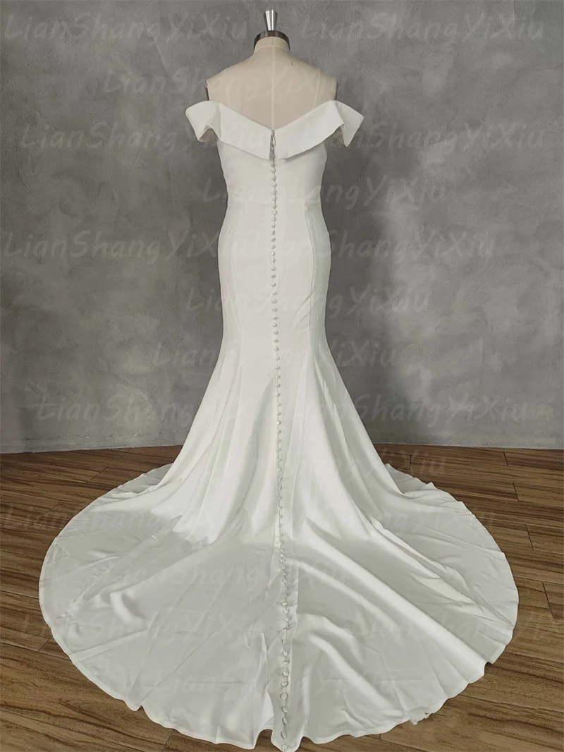 Elegant Mermaid Wedding Dress Women Open Back Off The Shoulder Sweetheart Simple Bridal Gown Train Vestidos De Noiva Customized
