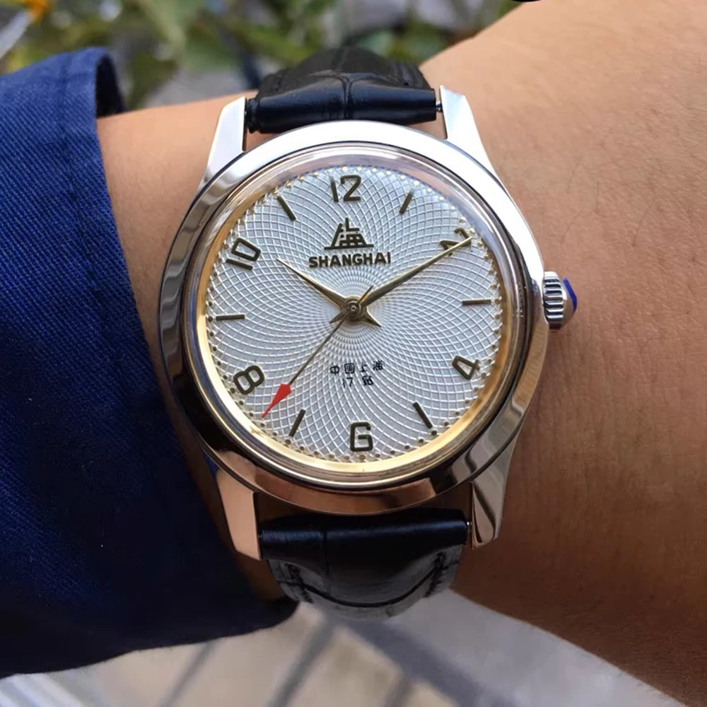 Vintage Shanghai montres hommes 36mm main vent mécanique montres rétro chinois Antique A581 remontage manuel horloges 1963 hommage