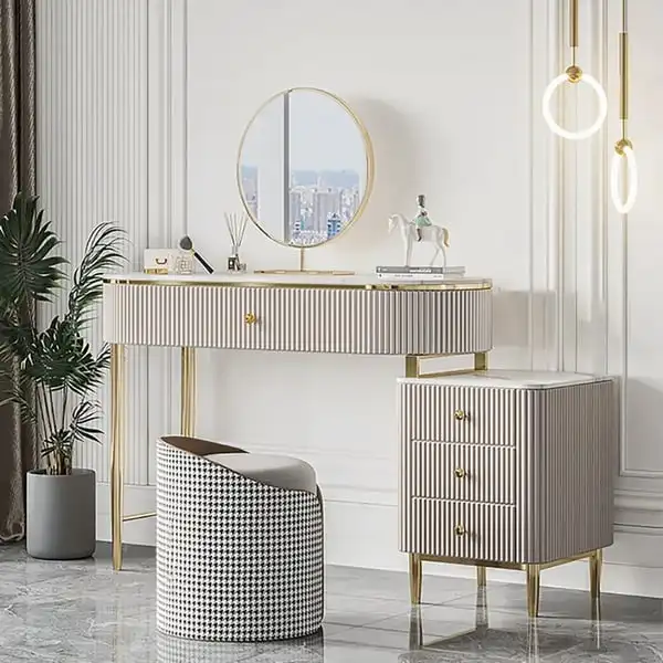 !@Bedroom Bedroom Vanities Dresser Desk Lights Drawers Modern  Makeup Vanity Table Set Dressing Tables With Mirror and Light