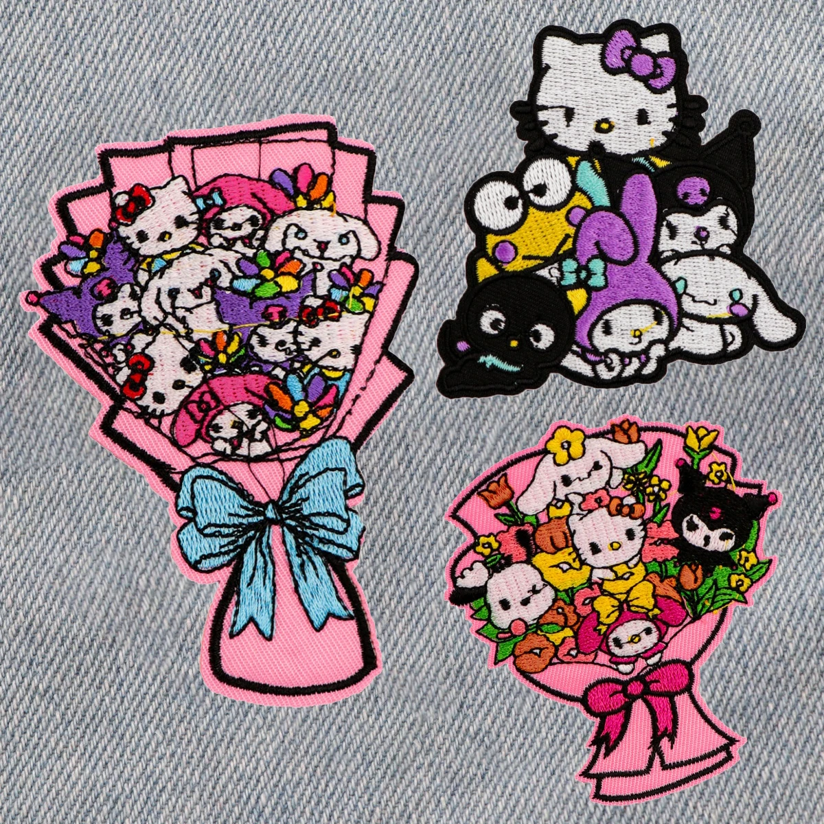

Flowers Embroidery Patch Kawaii Anime Applique For Clothing Thermoadhesive Iron On Patches For Jackets Sew Stickers