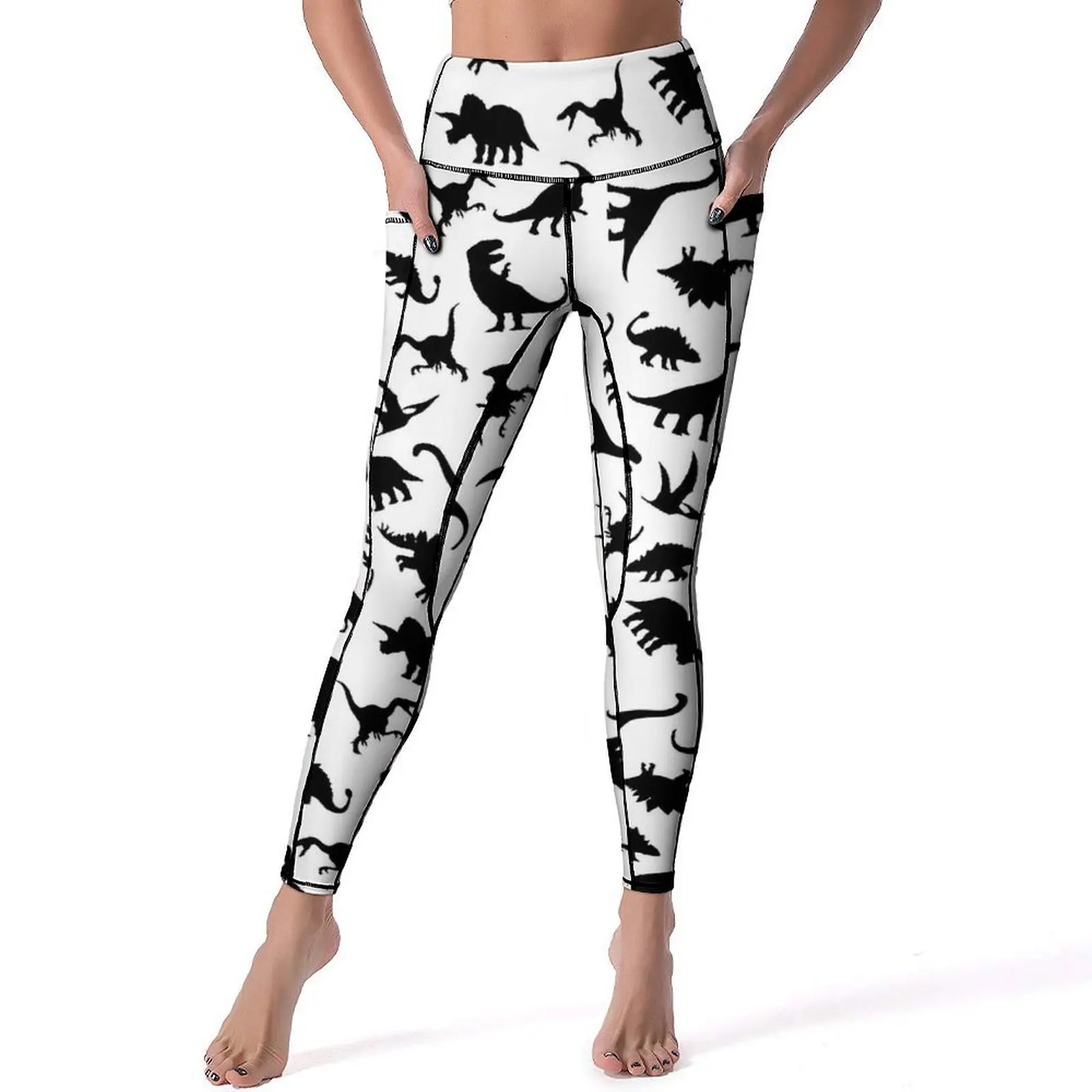 Fun Dinosaur Yoga Pants Sexy Cute Animal Print Pattern Leggings High Waist Fitness Leggins Women Kawaii Quick-Dry Sports Tights