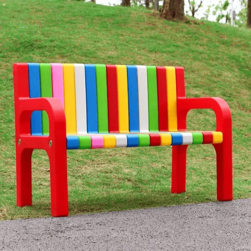Outdoor park benches, colorful plastic back chairs, simple villa community courtyard square leisure chairs