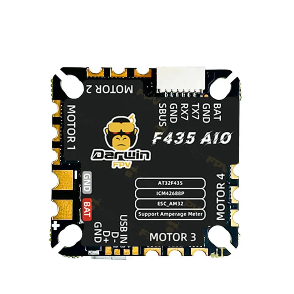 DarwinFPV F435 45A AM32 AIO 3-6S High-Performance Flight Controller F4 16M Blackbox OSD AM32 45A ESC for 3-6S FPV Drone