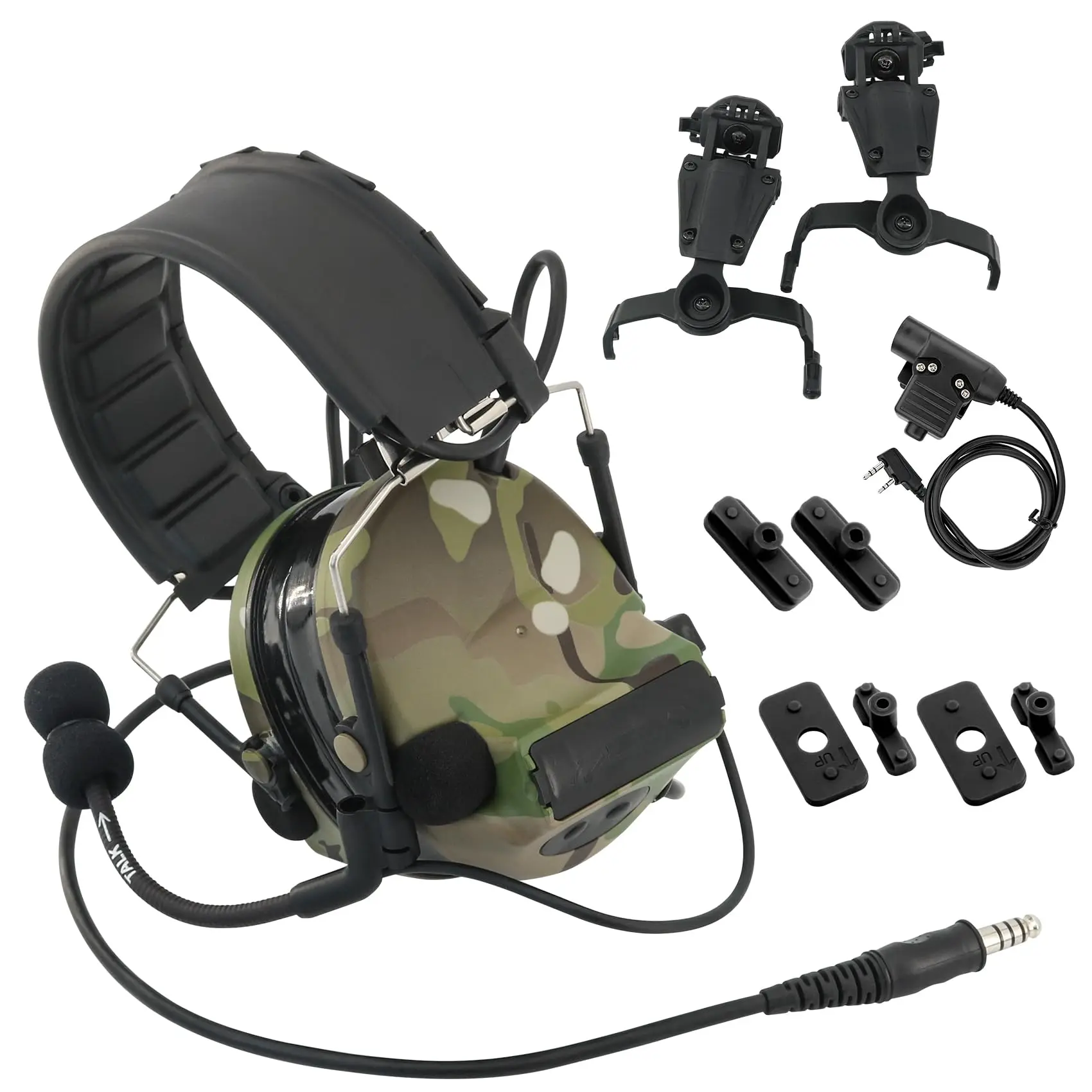 Tactical Headset with U94 PTT 2pin, for Airsoft, Hunting, Outdoor, Noise reduction headset connect Walkie -talkie