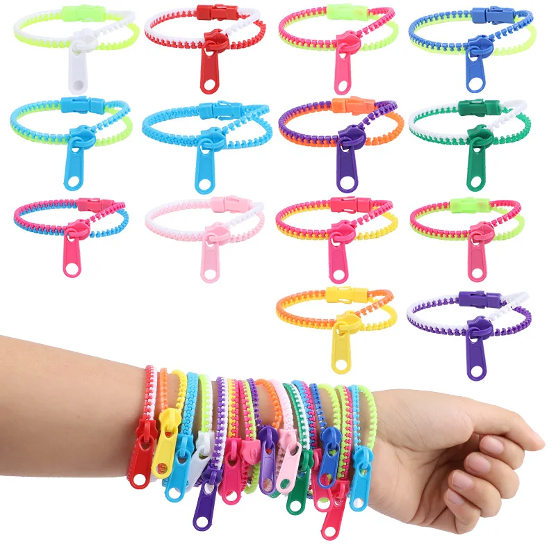 

10PCS Candy Two Colorful Fashion Children's Zipper Bracelet Stress Relief Toys Anxiety Relief Toy Adults Antistress Gifts