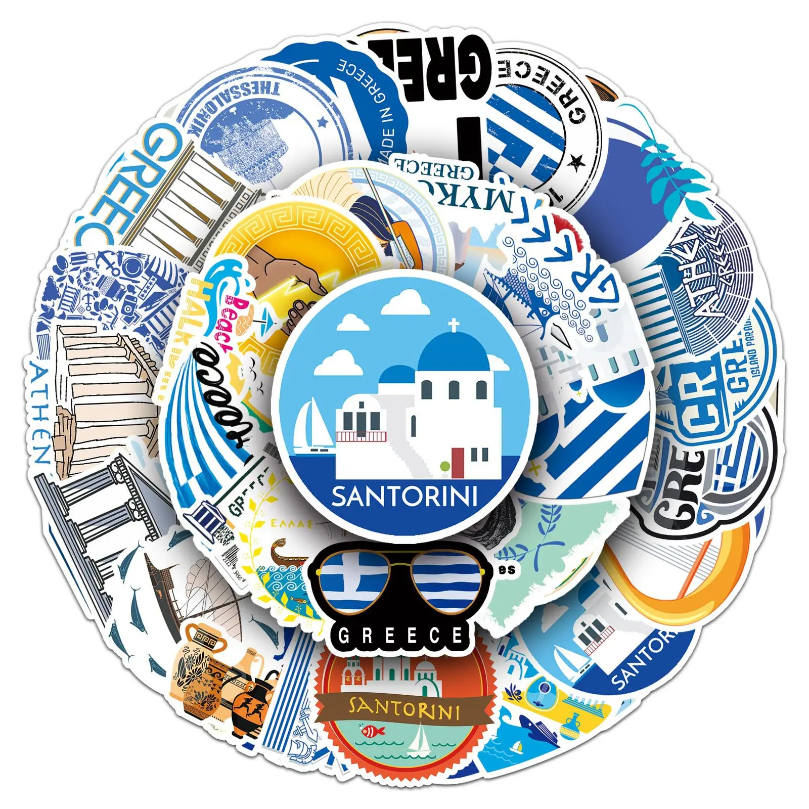 10/30/50 Griechische Graffiti-Reise-Sticker: Kreative DIY-Aufkleber für Skateboard, Auto, Laptop, Motorrad – Wasserdicht & Cool – Spielzeug & Geschenk
