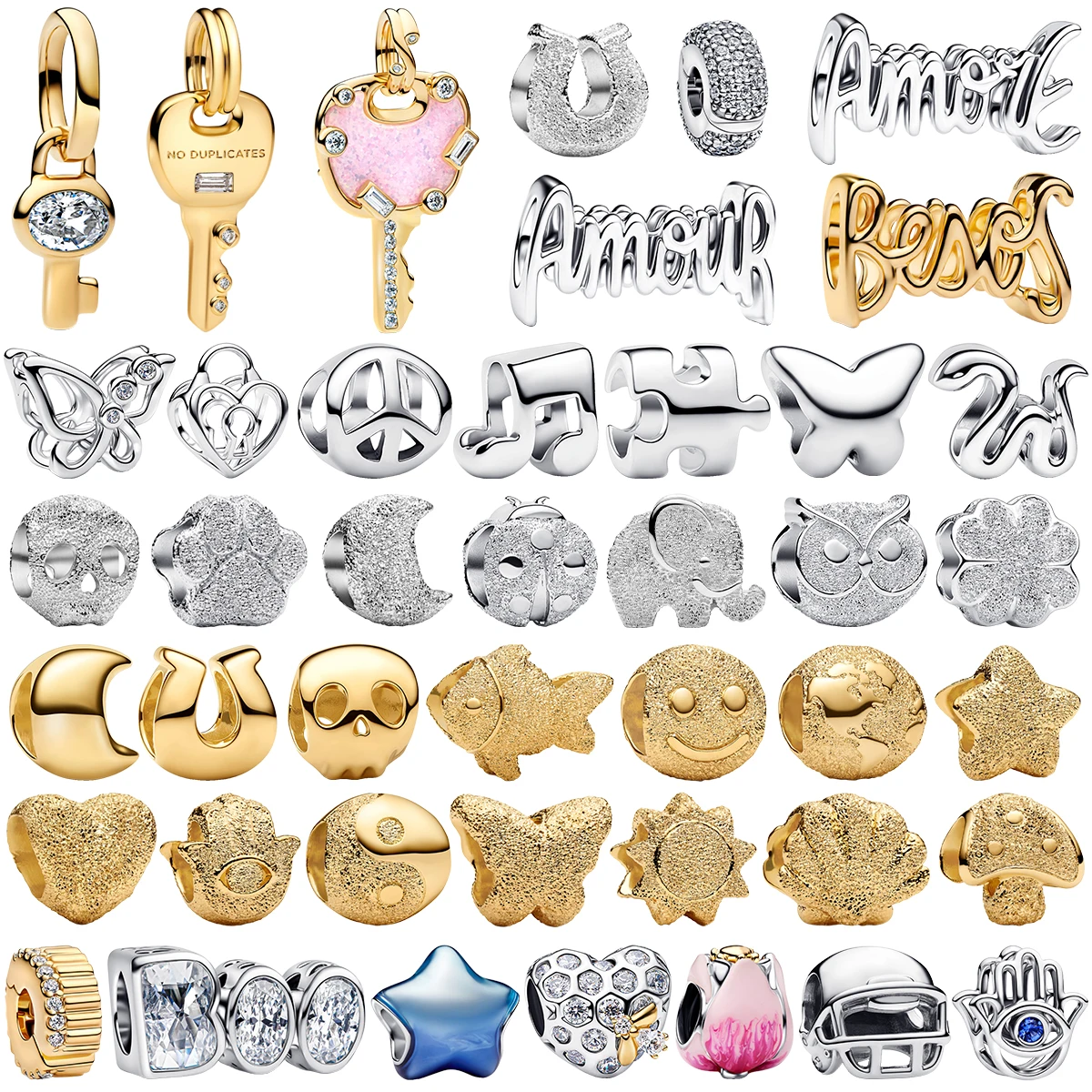 Abalorios de plata 925 con colgante, llave, letra de tierra, estrella, concha de serpiente, búho, cuentas de pez, pulsera hecha a mano, piezas de collar, regalo, joyería fina