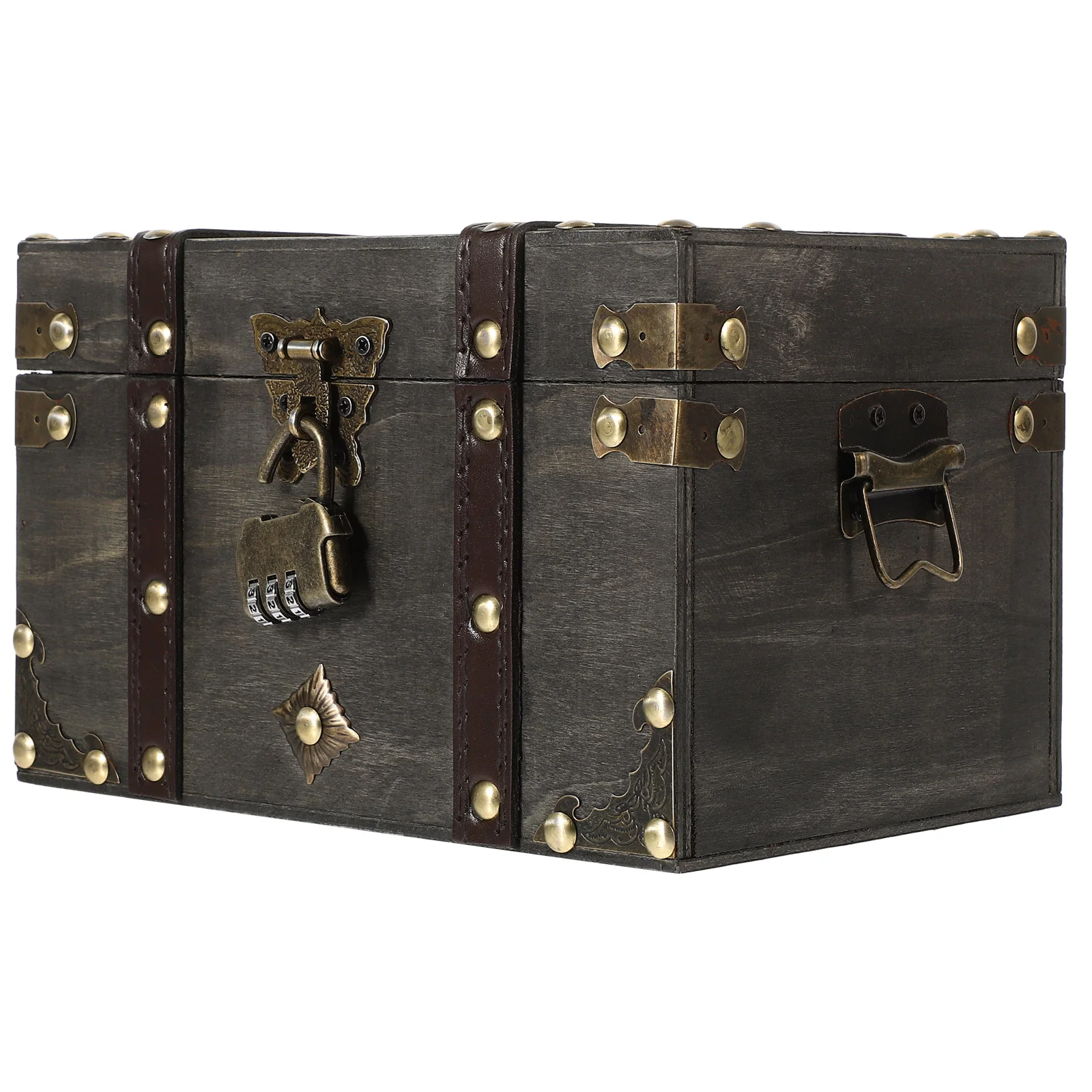 

Retro Jewelry Case Trinket Trunk Pirate Treasure Chest Vintage Organizer Storage Box Wood Locked