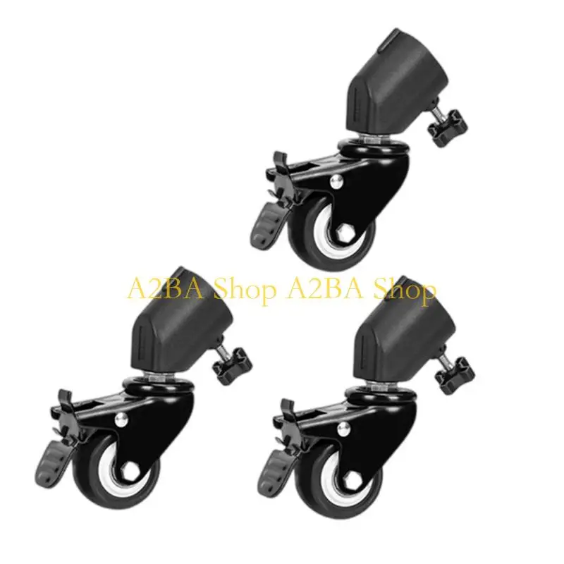 A2BA Tripod Caster Wheel 360 Degree Rotation Mobile Base with Locking Brake for Camera Tripod Light Stand Studio Use
