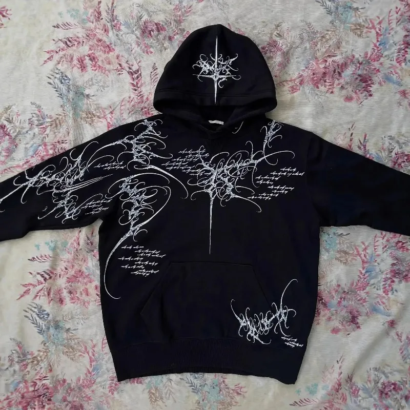 

American Harajuku Hoodie Y2k High Street Dark Style Clothing Fashion Retro Hoodie Women Gothic Punk Loose Sweatshirt Streetwear