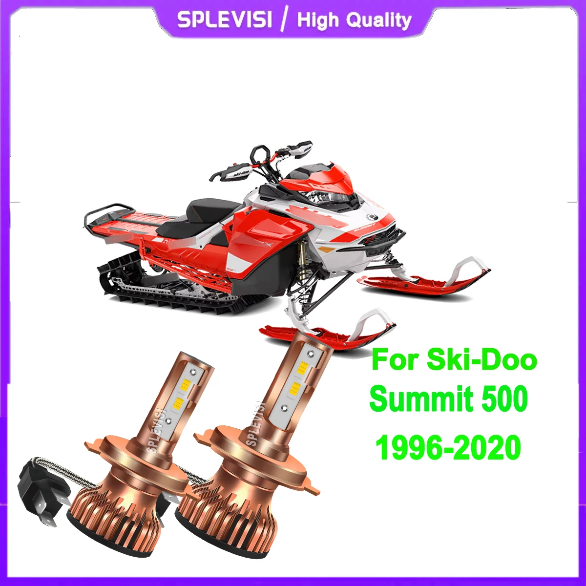 

H4 HS1 9003 led headlight no need to modify the housing For Ski-Doo Summit 500 1996 1997 1998 1999 2000 2001 2002 2003-2020