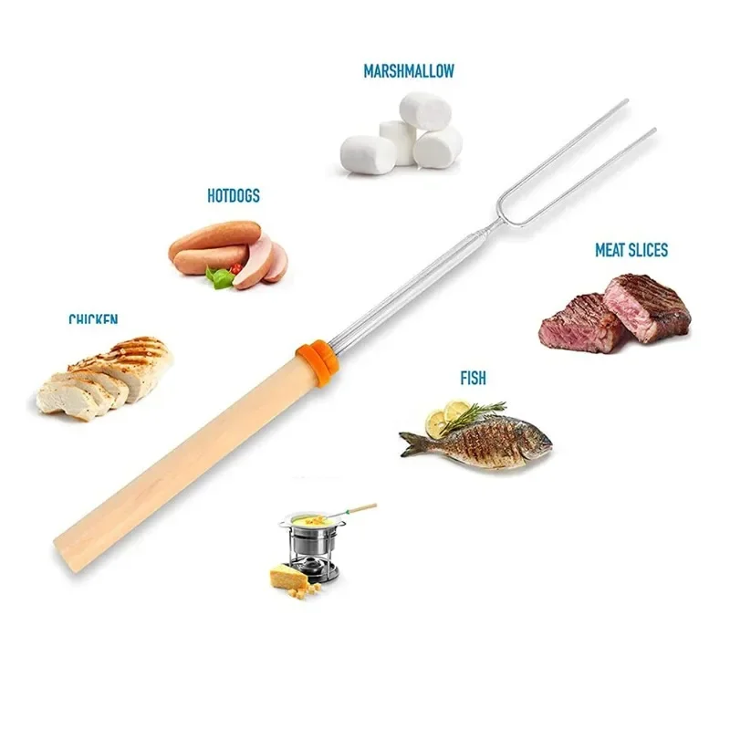 Marshmallow Roasting Stick Retractable 34-81cm Long Metal Grilling Skewer Grill Set, Retractable Grilling Fork,Camping,Campfire