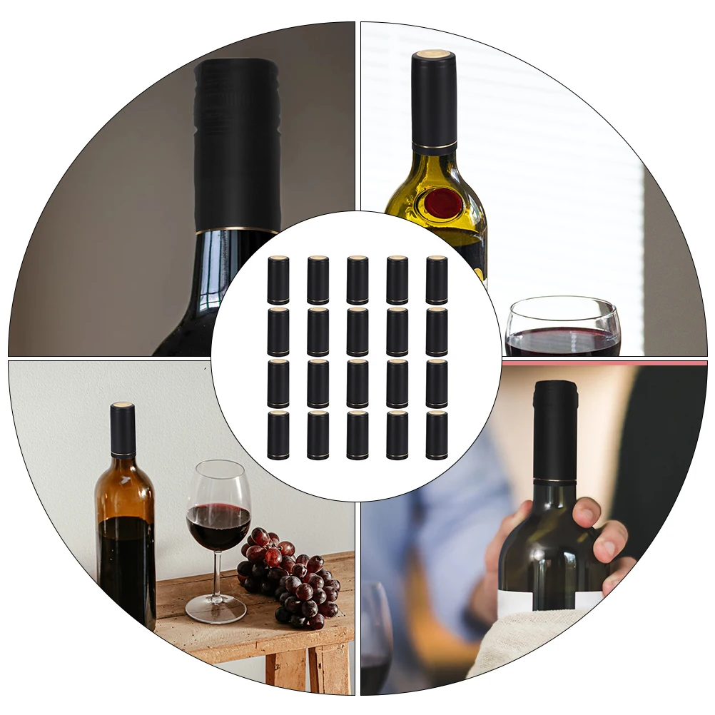 

100 Pcs Heat Shrink Capsules for Bottle Sealing Film Black Color PVC Material Lightweight Compact Storage