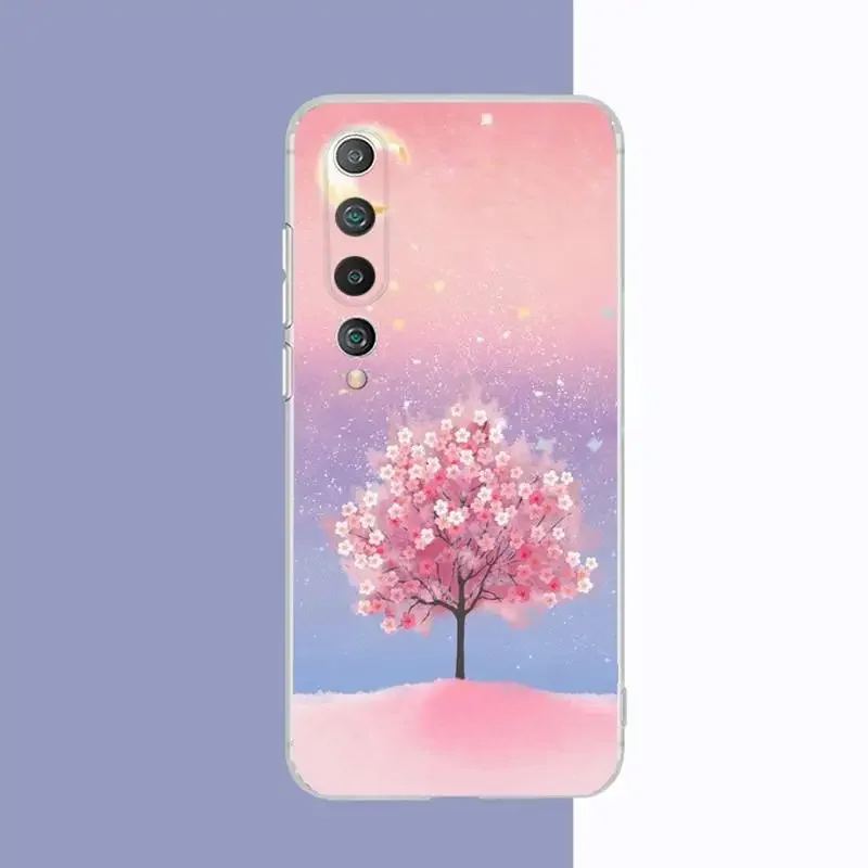 Pink Cherry Blossom Sakura Phone Case For XIAOMI 12SUltra pocoX3 12S 11x 10T note10 cc9 pro Silicone Cover Protective Soft Clear