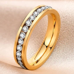 Trendy 316l Roestvrijstalen Ring Kristal Zirkoon Beste Ringen Voor Vrouwen Prachtige Cadeau Verloving Trouwfeest Sieraden Groothandel