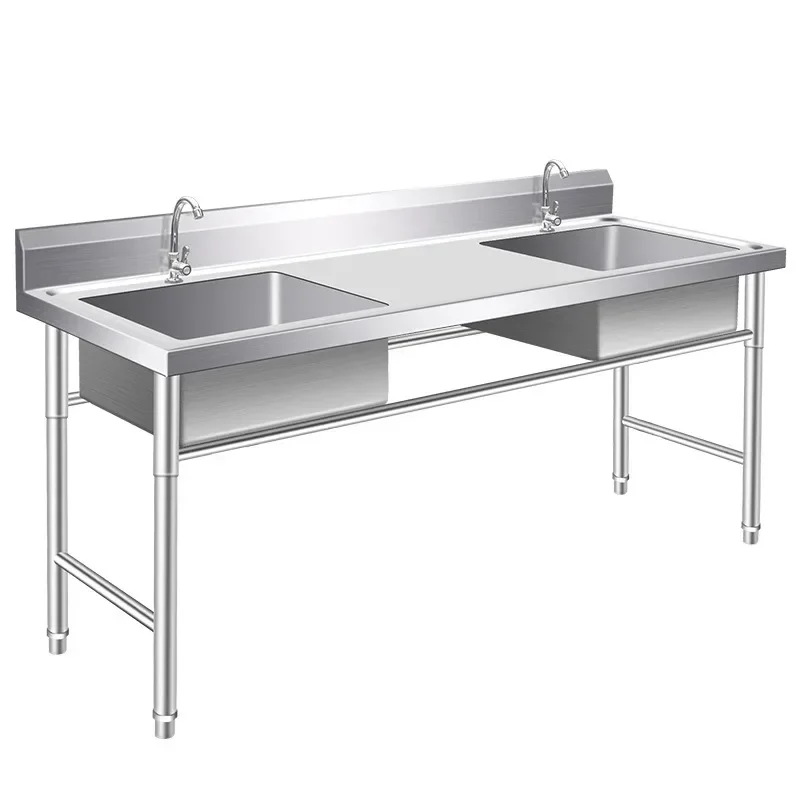 Sink with platform, sink, vegetable basin, a complete set of commercial double slots with brackets