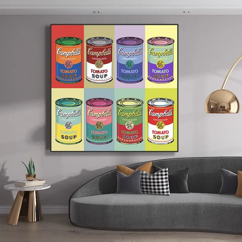 Andy Warhol Artworks Campbells 8 Tomato Soup Art Poster Colorful Pop Art Canvas Painting Wall Print Picture for Room Home Decor