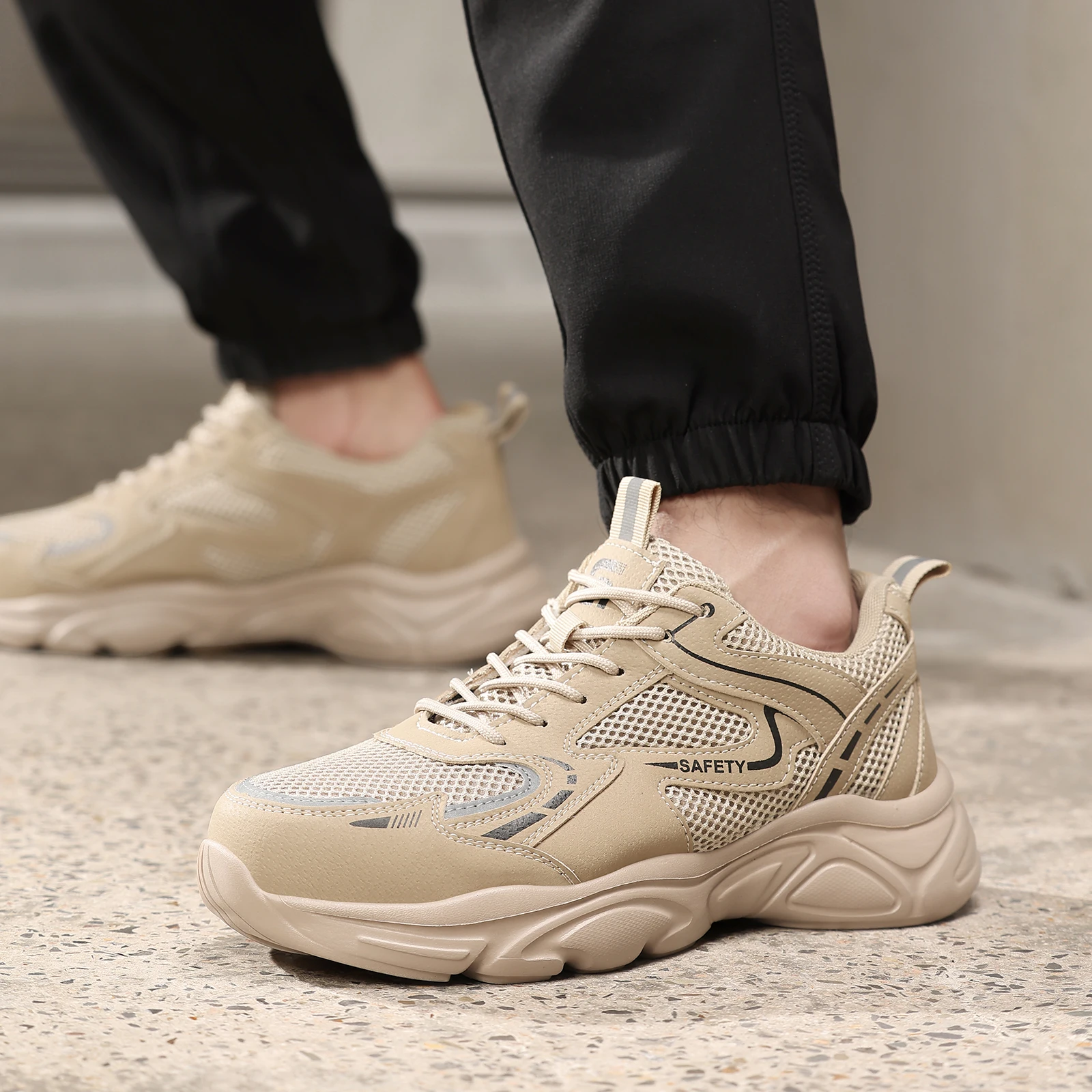 

Мужские рабочие ботинки GUYISA - дышащие, всесезонные, легкие, удобные, с резиновой подошвой