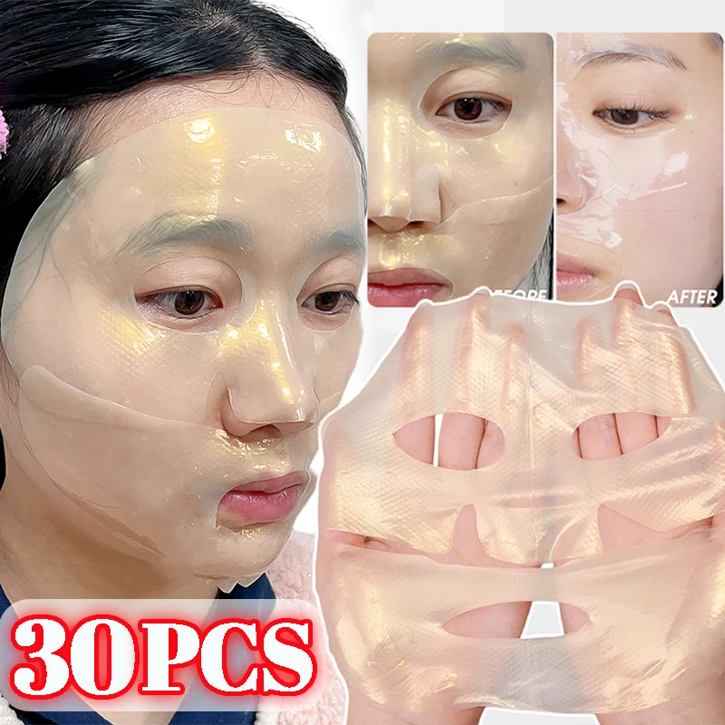 1-30pcs Bio-Collagen Face Mask Golden Blue Transparent Split Design Masks Gentle Moisturizing Refreshing Women Facial Skin Cares