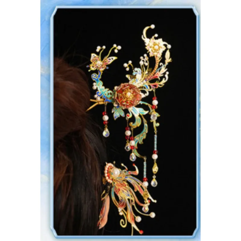 Silver Plated Phoenix Feather Headdress Hand Assembled Metal Craft Wearable Hair Accessory Creative Gift for Best Friend