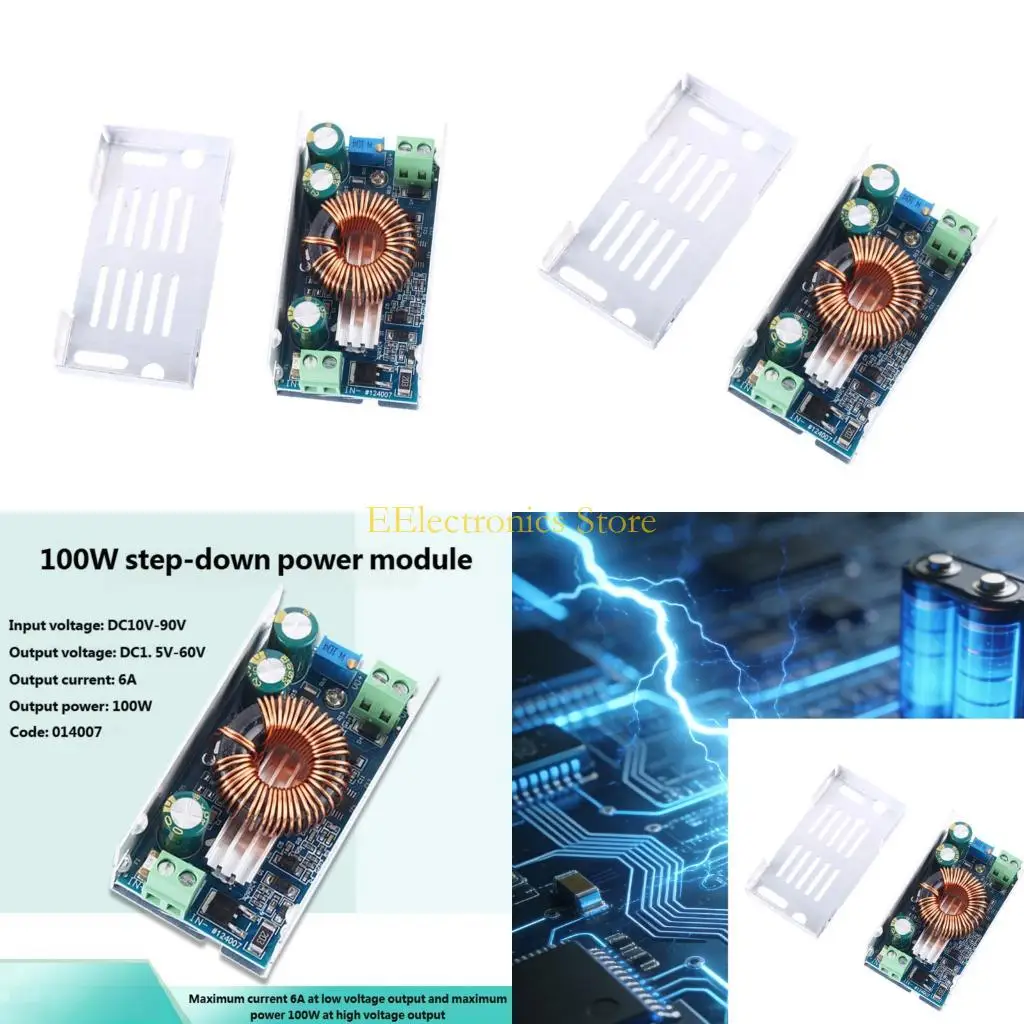 

B03C 24V-90V Adjustable Step Down Converter Module Multi Turn Potentiometer Synchronous Rectification Power Module