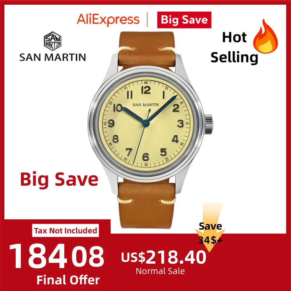 

San Martin 38.5mm Niche Automatic Mechanical Wristwatche Men NH35 Military Watches Sapphire часы мужские наручные 10Bar SN0108