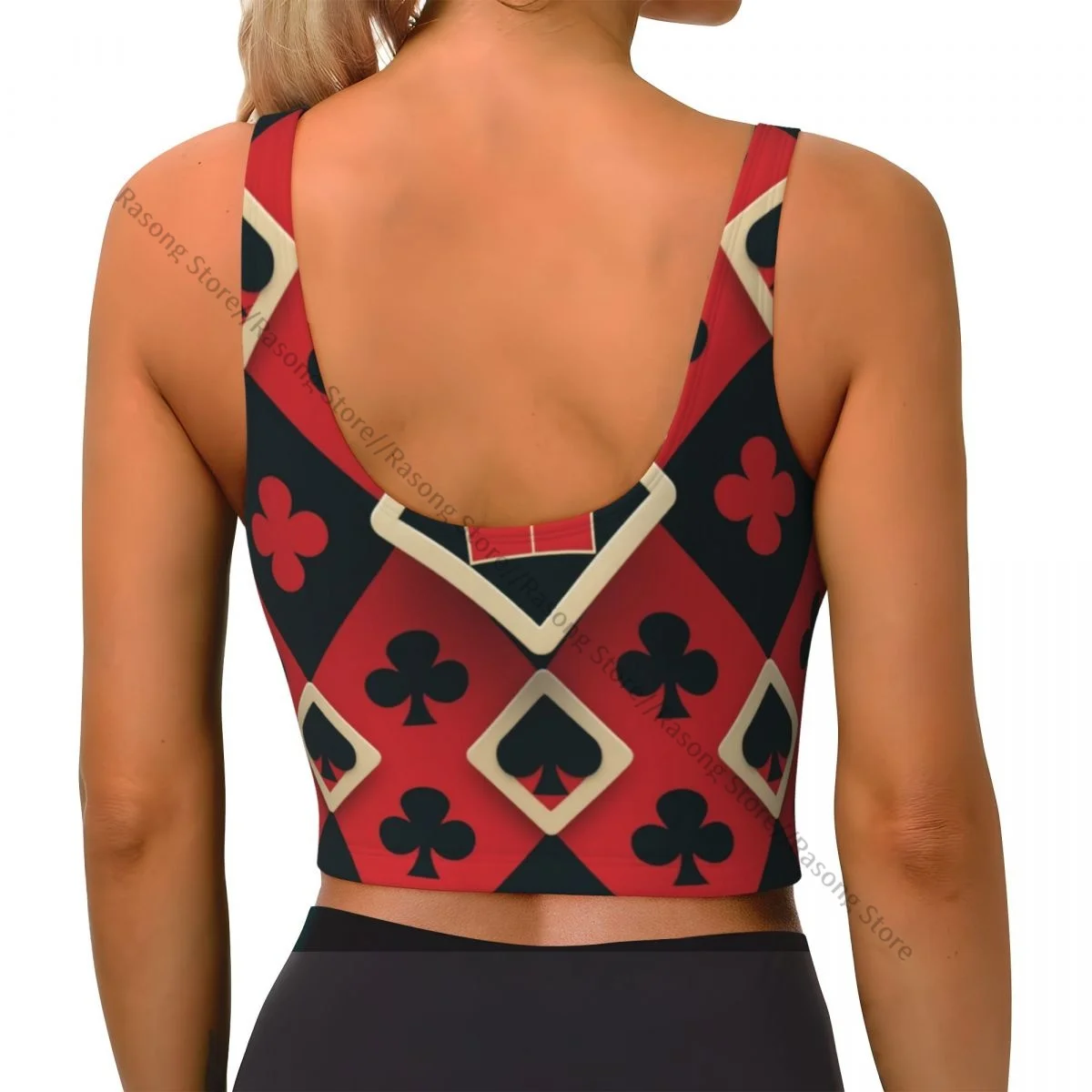 Women Sexy Sports Vest Card Suit Clubs Tambourines Spades Female Streetwear Sport Lingerie Tee Crop Top