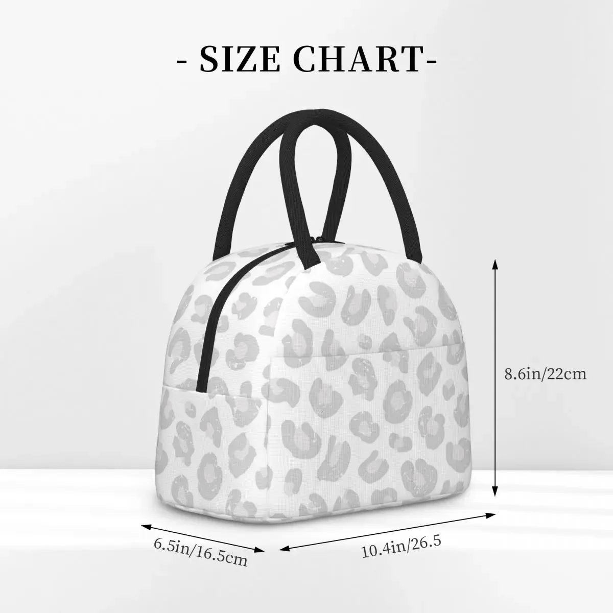Leopard Print - Silver Gray And White Insulated Lunch Bag for Women Kids Leakproof Food Boxes Thermal Lunch Box Tote