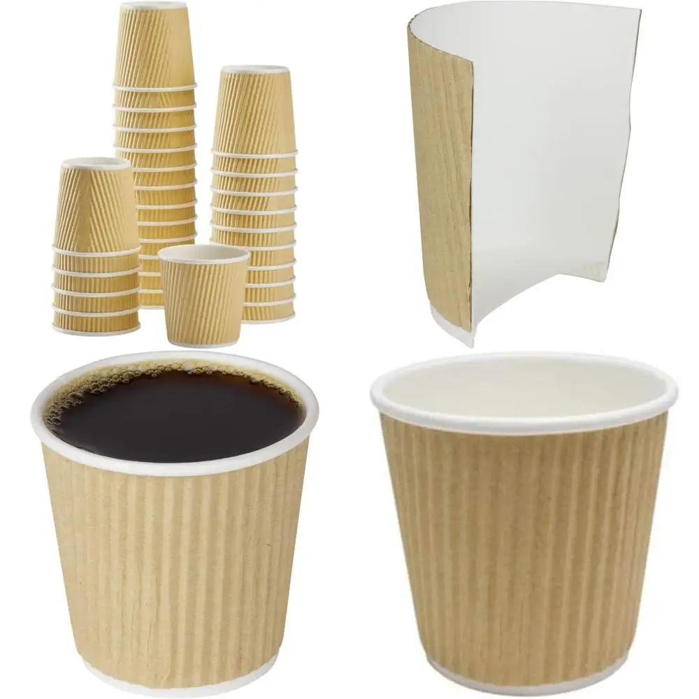 

4oz Disposable Ripple Paper Cups - 1000 Count, Perfect for Parties, Picnics, and Office Use