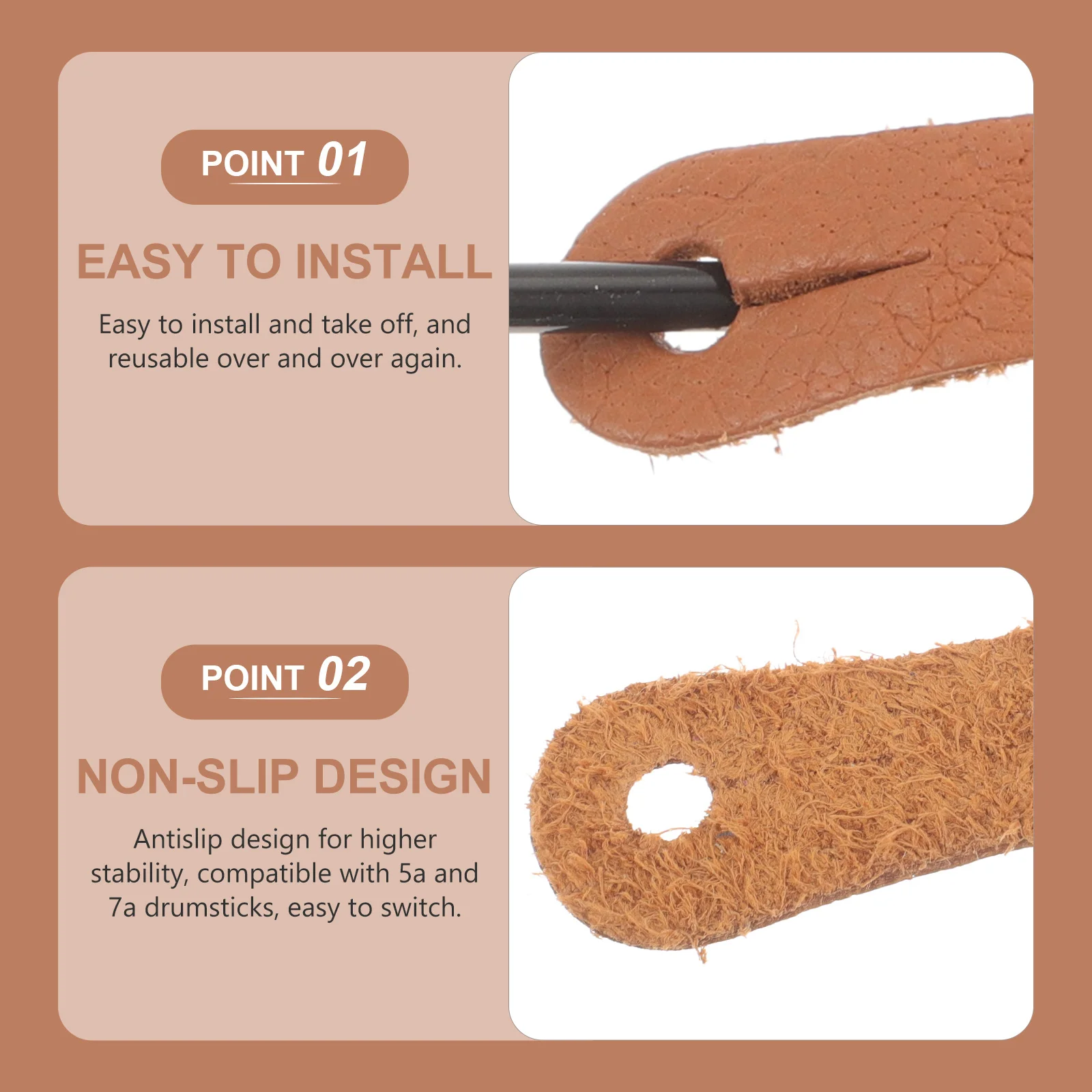 

4pcs Drumstick Control Finger Rings Anti-Slip Grip For 5A 7A Drumsticks Lightweight Portable Drumming Aid Tool Instrument