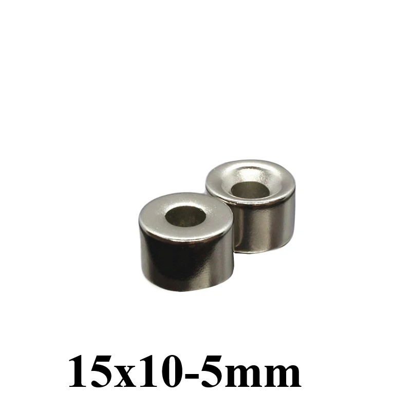 Imanes fuertes de 15x10-5mm, imán redondo de 5mm con agujero de 15x10mm para refrigeradores domésticos, oficinas DIY de 15x10-5mm