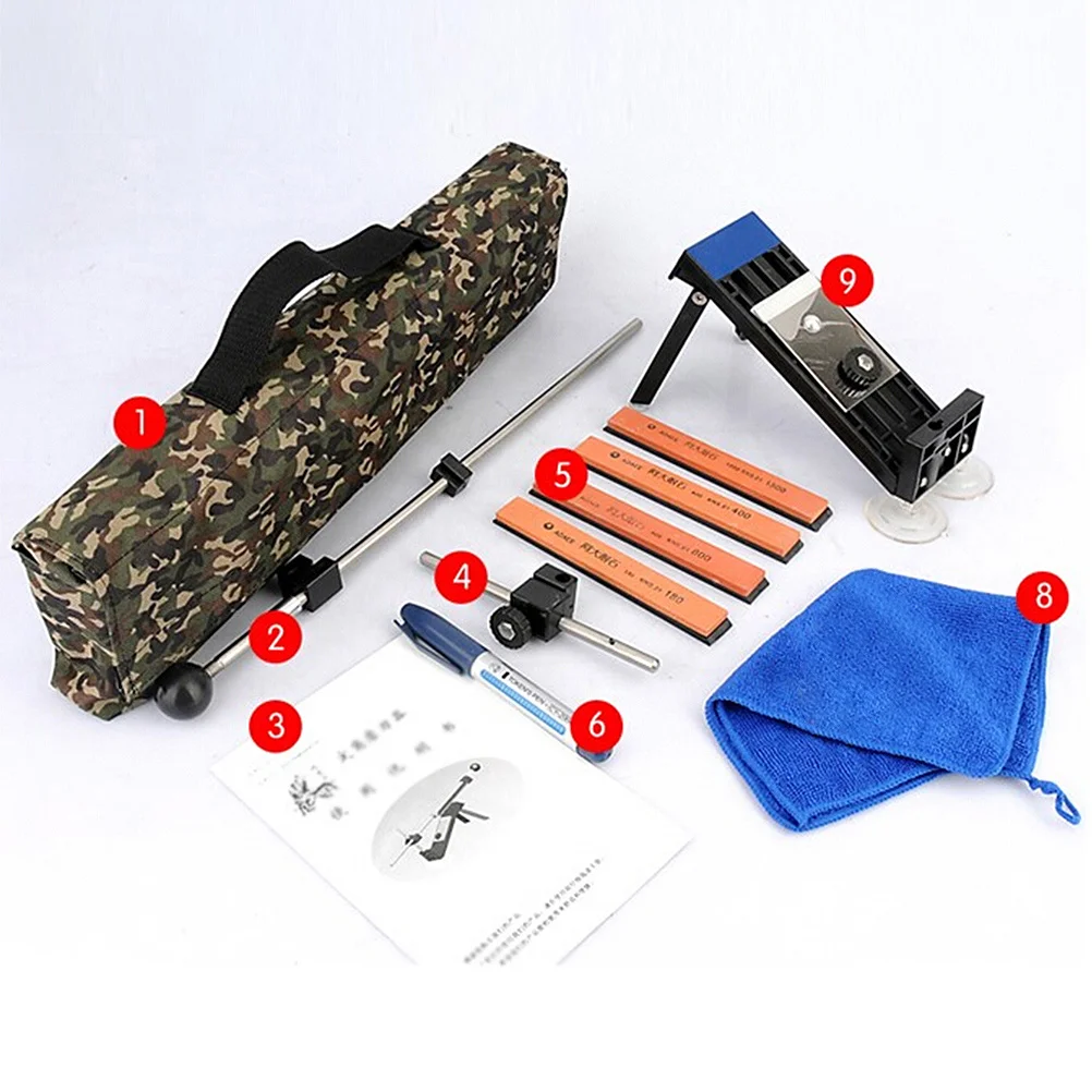 Kit de afilador de ángulo fijo para cocina 180 #   400 #   800 #   1500 #   Afilador de cuchillos de acero inoxidable con ángulo de fijación