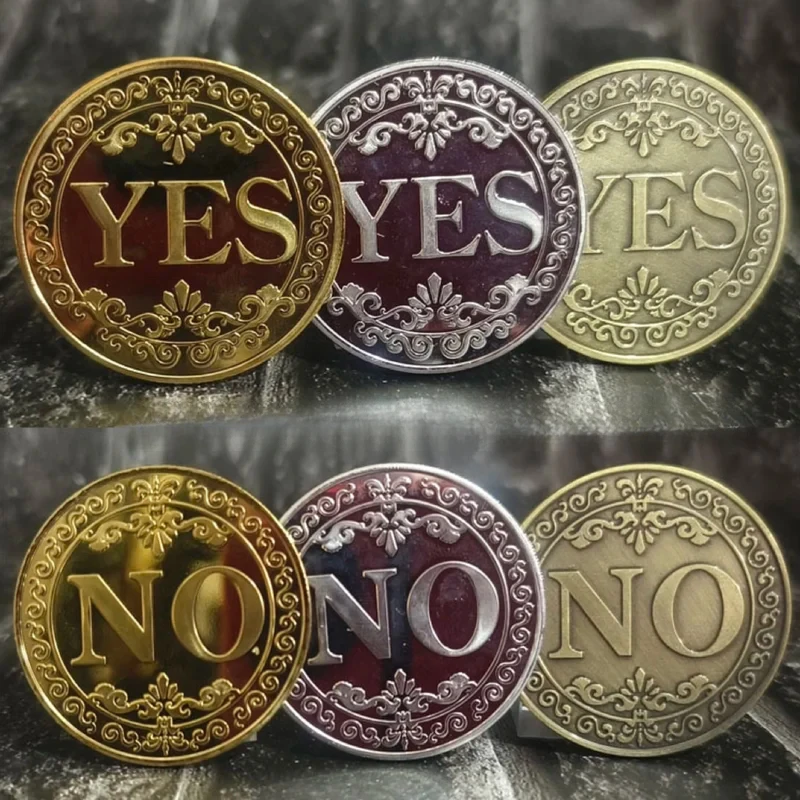 YES or NO Decision Coin Three Colors Commemorative Badge Double Sided Embossed  Charm Diameter 2.5mm Make Decision Coins Collect