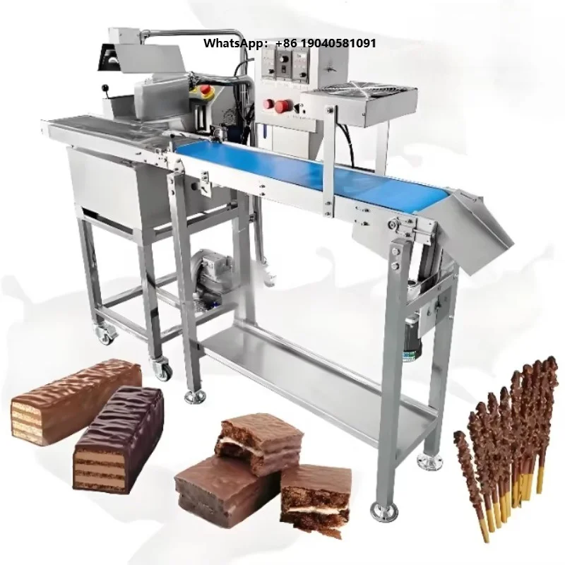 MY Commercial Bakery Biscuit Enrober Small Chocolate Enrobe Machine with Temper Tank