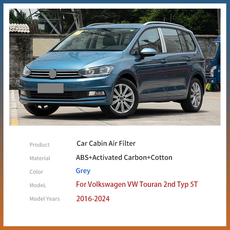 For Volkswagen VW Touran 2nd Typ 5T 2016~2024 5Q0819653 Accessory Car Pollen Cabin Air Filter Build-in Air Filter PM2.5 Cleaner