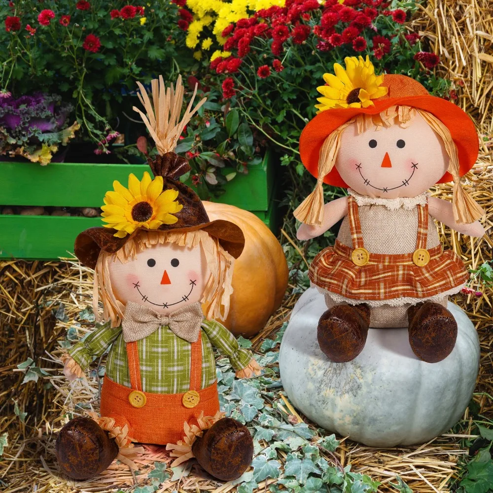 

Creative Cute Scarecrow Gnome Doll Stuffed Plush Autumn Dwarf Doll Blessing Gnome Doll Plushies Kids Gifts Favor