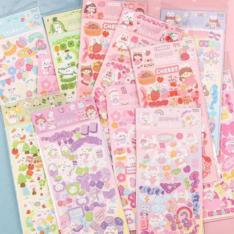 Girl’s Journaling Sticker Pack, Waterproof Holographic Cartoon Decals for Guka DIY, Laser Cute Kawaii Scrapbook & Notebook Decor