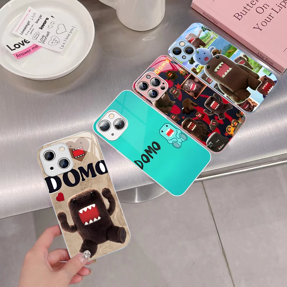 Cute Domo-kun  Phone Case For iPhone 14 13 12 Mini 11 Pro XS Max X XR 14 Plus Tempered Glass Cover