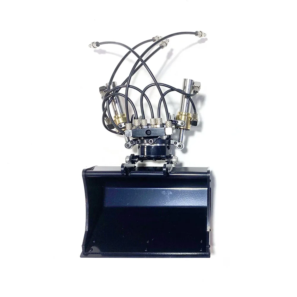 Wiadro hydrauliczne 1/14 metalowy Model koparki specjalne wiadro obrotowe przechylanie szerokie usta poziomowanie koparka czerpakowa akcesoria