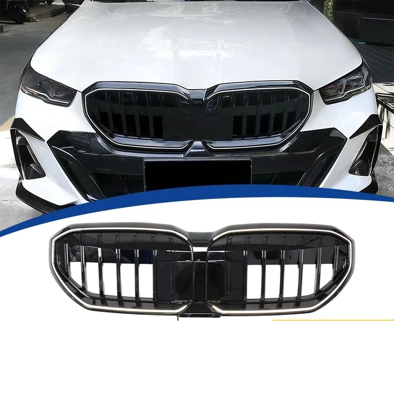 

For 2024 BMW G60 G68 Single Bar Illuminated Glow Front Grille Frame Gloss Black Trim Exterior Styling Car Accessories Auto Parts