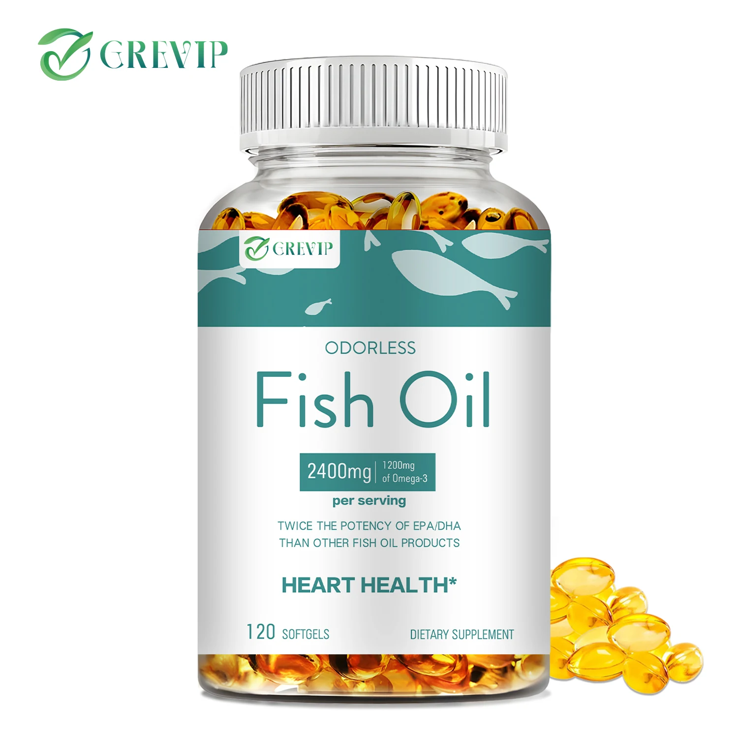 

Fish Oil - with Omega-3 DHA & EPA - Benefits The Heart, Protects Eye Fatigue, Cognitive Function, and Learning Ability