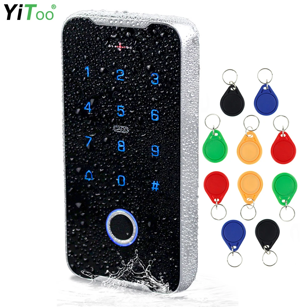 YiToo IP68 Waterproof Fingerprint Access Control RFID Keypad Metal Case Wiegand 26 Door Opener NFC Mobile Phone Unlock, Outdoor