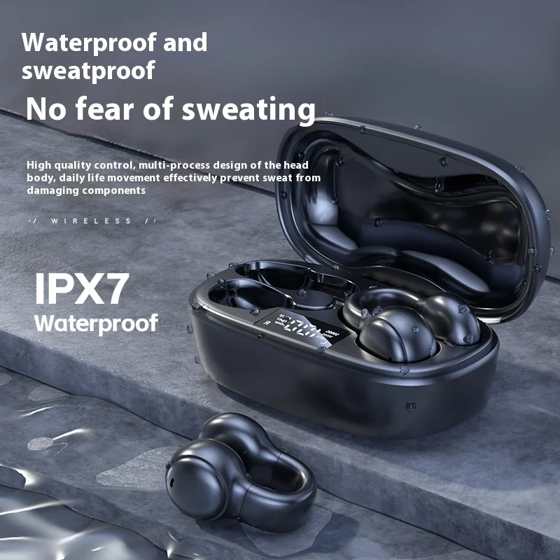 Nuevo tipo de auriculares inalámbricos Bluetooth, auriculares de silicona suave con clip HIFI no intrauditivos, cómodos de usar, batería de larga duración