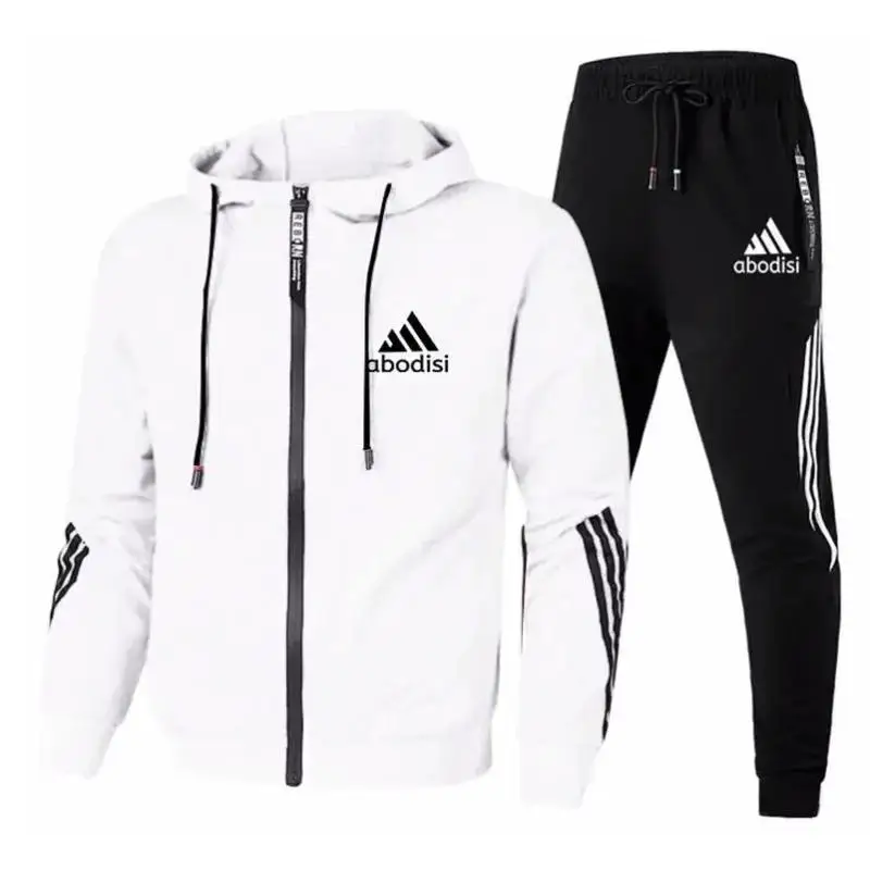 Ensemble de sweats à capuche et de pantalons College Triple Slant pour hommes, marque de luxe, vêtements de fitness pour hommes, survêtements de sport à fermeture éclair