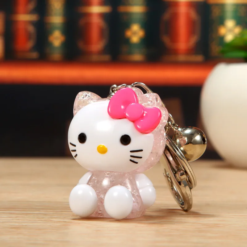 Hello Kitty พวงกุญแจ Sanrio Kawaii อะนิเมะรูปน่ารัก Kt Cat Bell ตุ๊กตาอะคริลิคกระเป๋าจี้ของเล่นของขวัญ